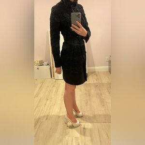 Love republic lace midi black Coat S sexy Y2K embroidery knee length